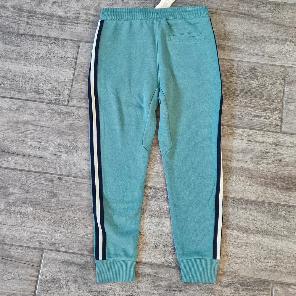 Gymboree Jogger Pants Boys Size 5-6 Teal Green Fleece NEW Side Stripe Track